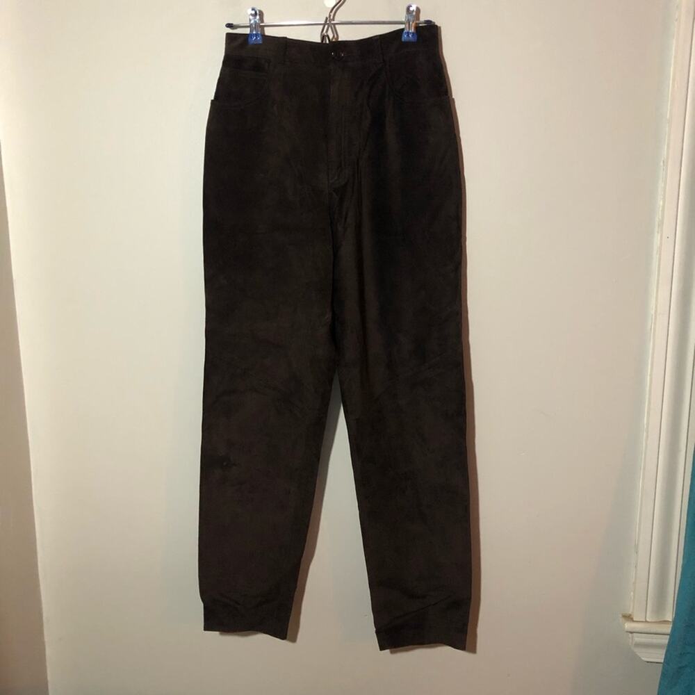 Vintage Ann Taylor chocolate brown suede leather mom pants womens 8 USA EUC
